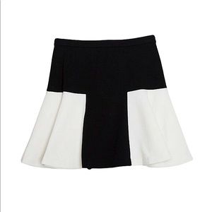 INTERMIX Isabel black and ivory colorblock mini skater skirt size small like new